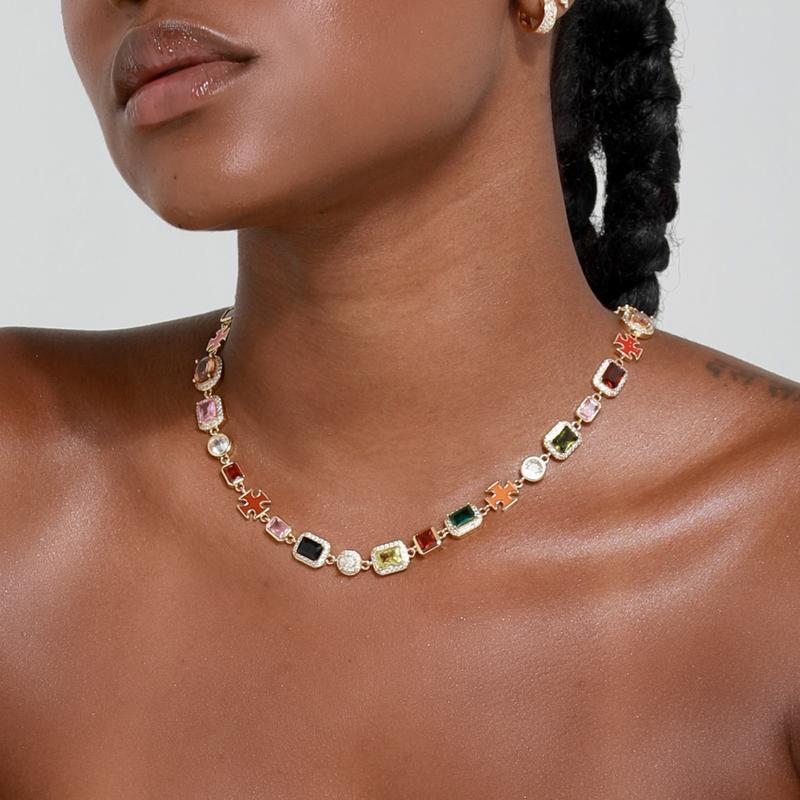 Collar De Diamantes, Pulsera Geométrica, Pulsera Ajustable De Piedras Preciosas De Colores, Collar De Joyería De Dopamina De Verano - soufeeles