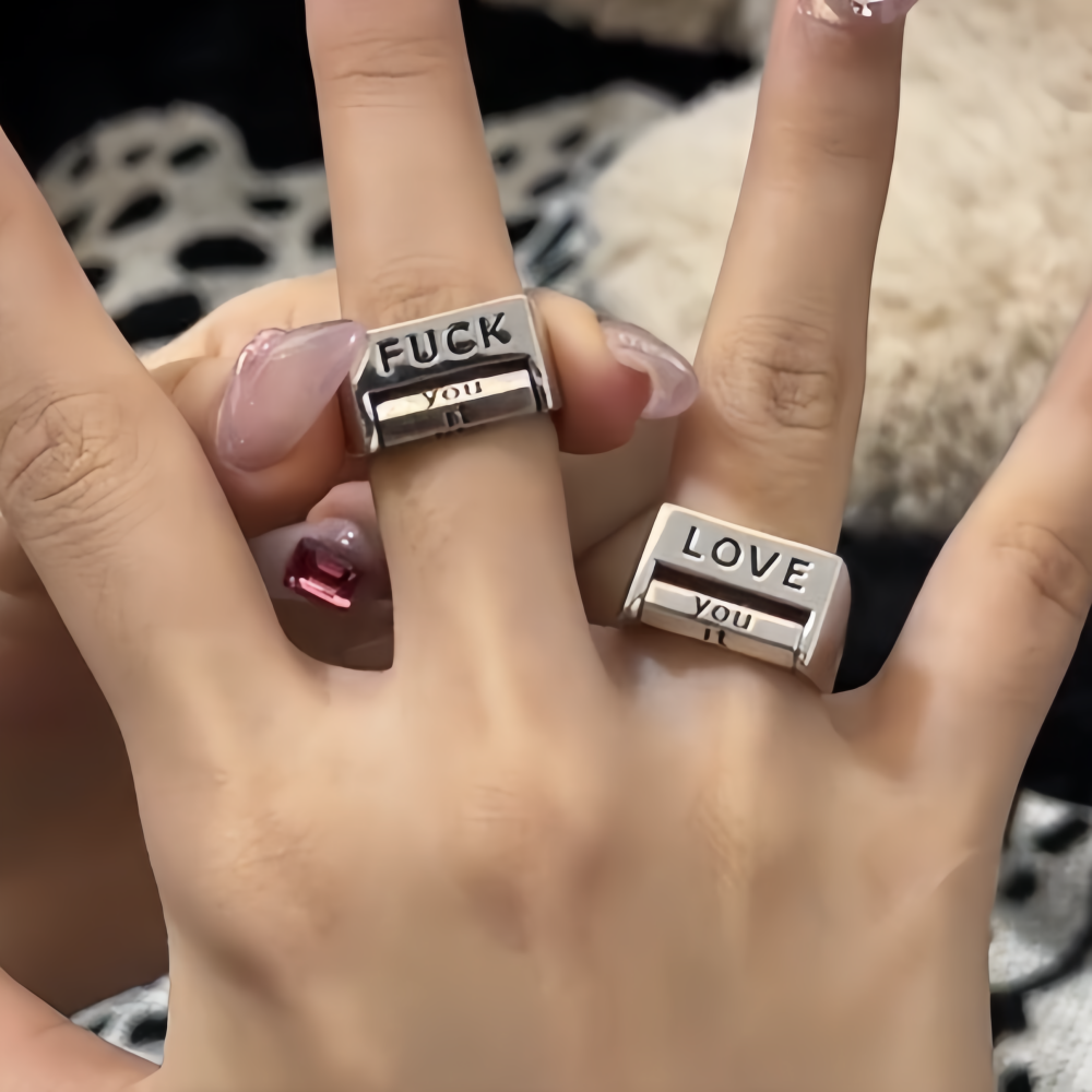 Anillo Love Everything Anillo De Descompresión Giratorio Fuck Everything Anillo De Humor Ajustable - soufeeles