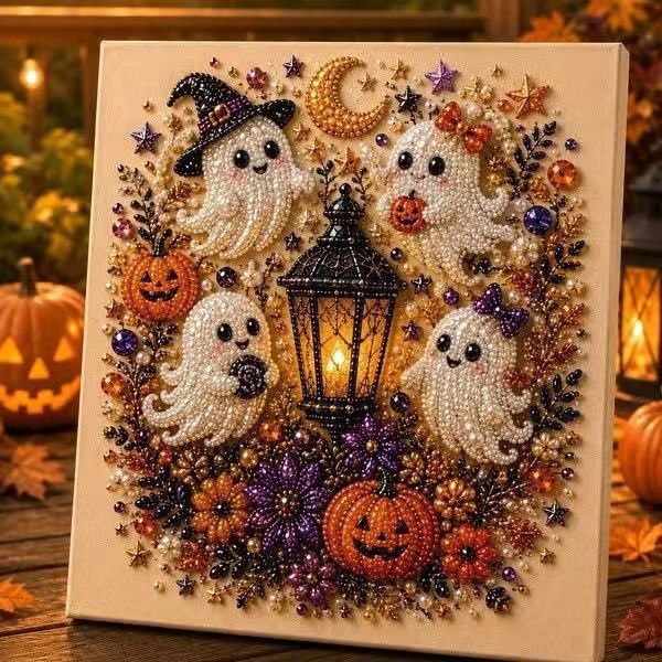 Kit De Bricolaje De Arte De Perlas Fantasma - Kit De Artesanía De Halloween, Linda Decoración Y Regalo De Pintura De Perlas Fantasma - soufeeles