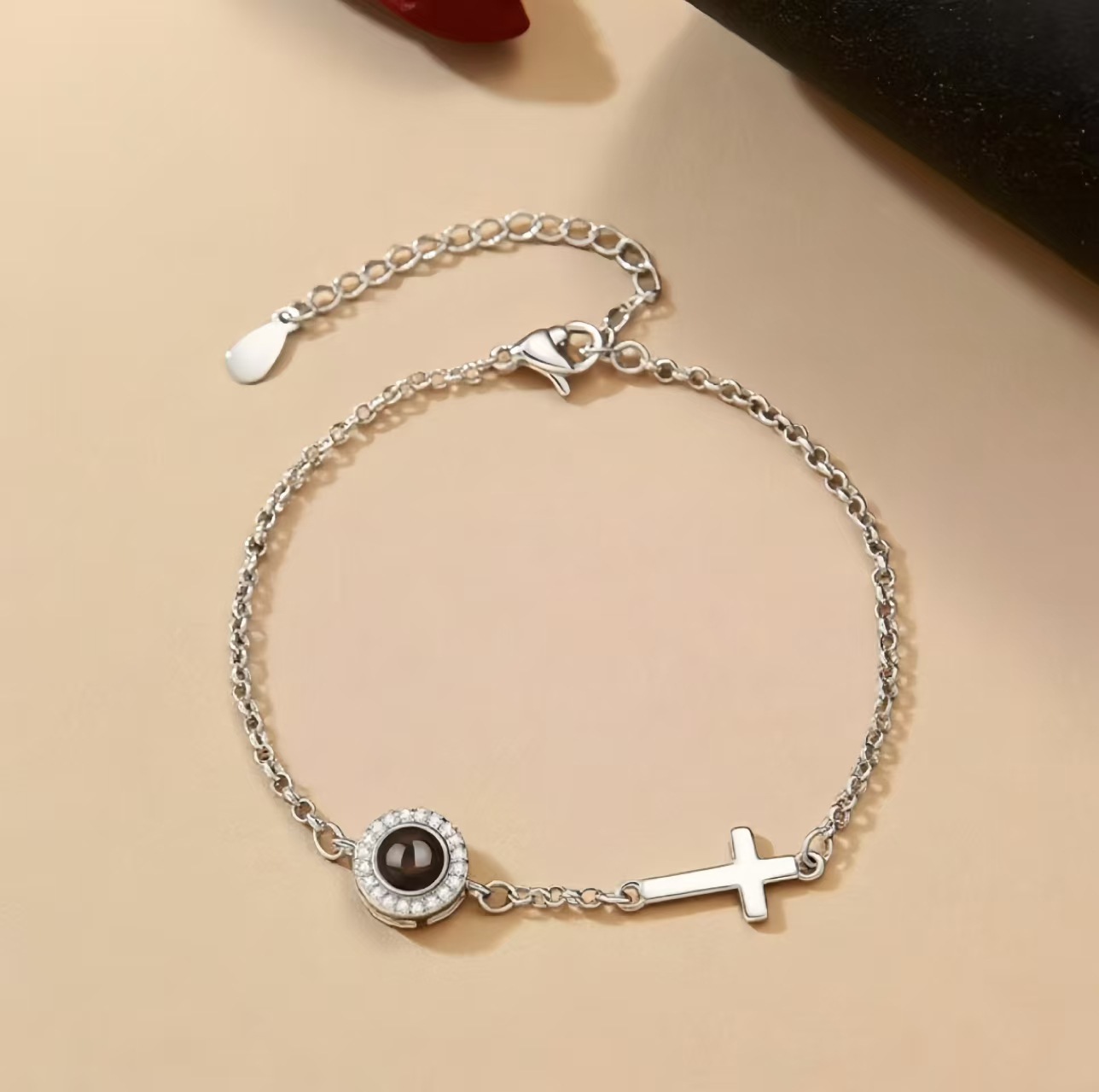 Pulsera Con Proyección De Fotos Personalizada Con Cruz, Joyería Religiosa Personalizada, Regalo Conmemorativo Cristiano Para Ella. - soufeeles