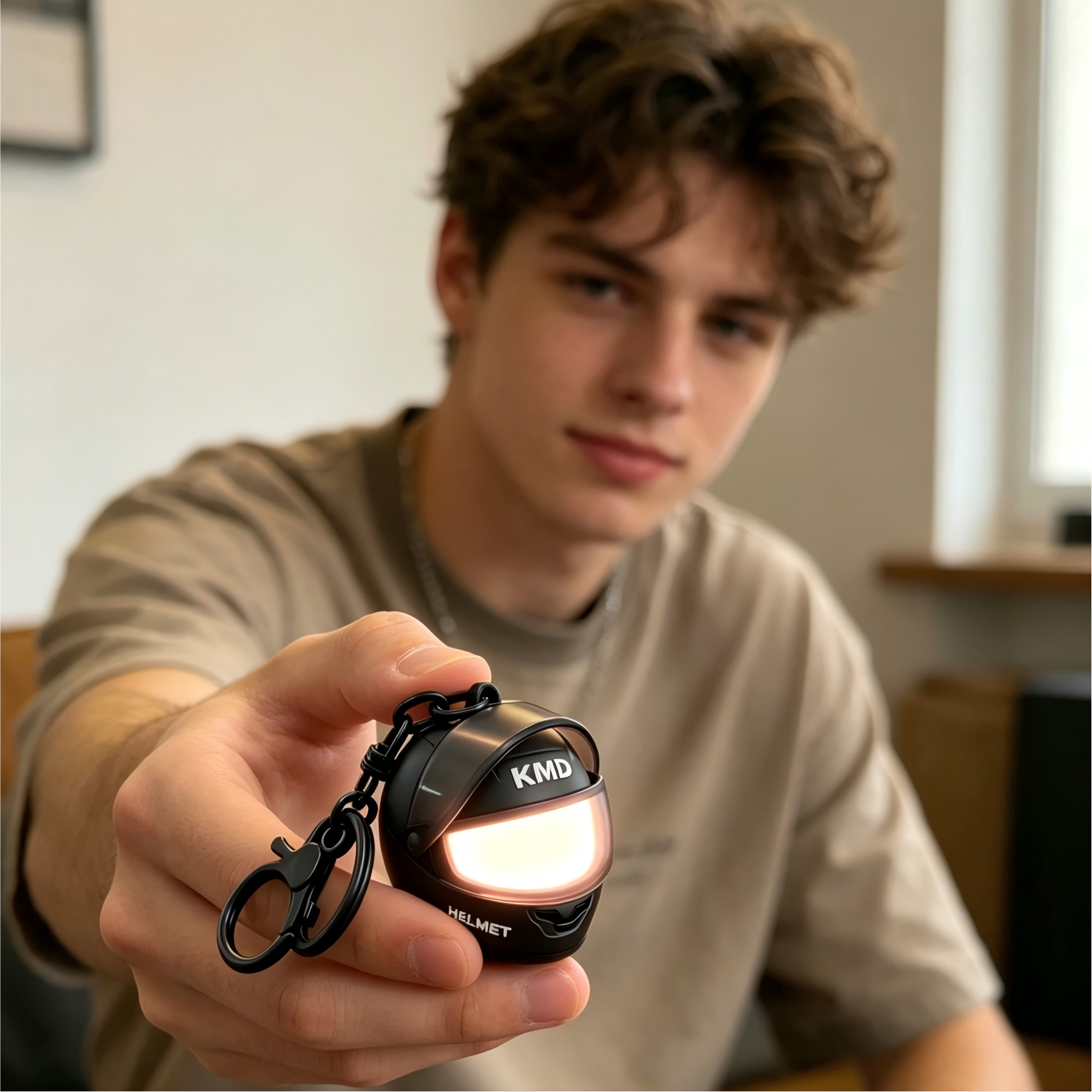 Porte-clés lumineux coloré pour casque de moto, brille avec des lumières LED, cadeau unique et créatif, adapté pour accrocher sur des sacs, cadeau pour les amis - soufeelfr