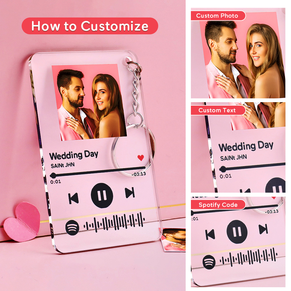 Scannable Spotify Code Plaque Porte-Clés Musique Et Photo Acrylique Cadeaux Pour Bff