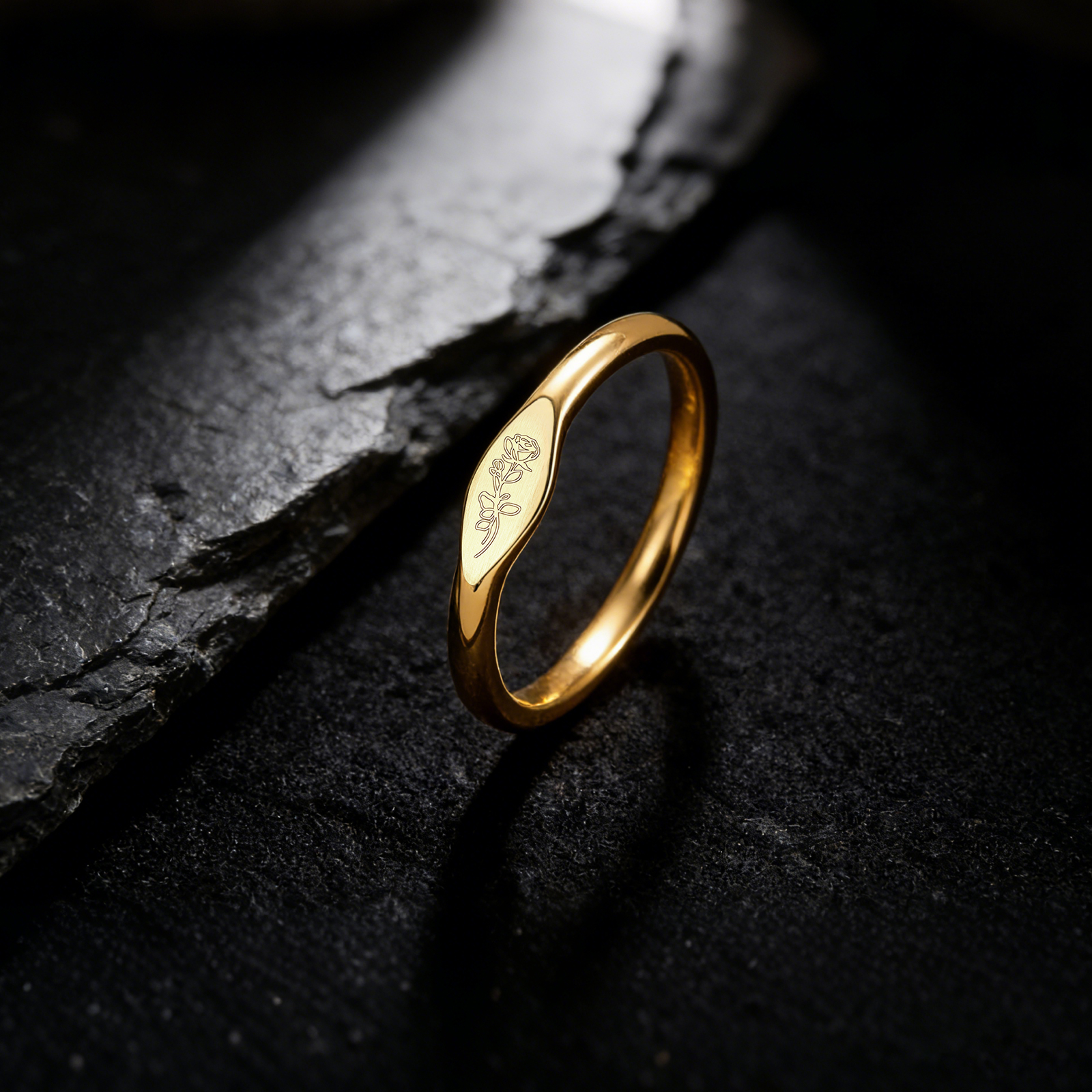 Bague Personnalisée Avec Fleur De Naissance, Bague Empilable Délicate Et Personnalisée, Bijou Floral Minimaliste, Cadeau Pour Elle - soufeelfr