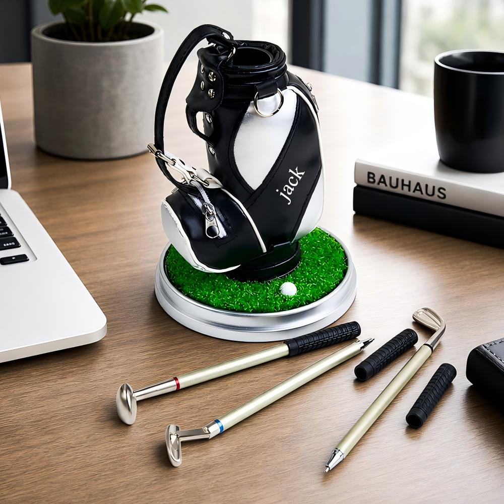 Porte-stylo En Forme De Sac De Golf, Avec Stylo En Forme De Club De Golf, Accessoires De Bureau, Cadeaux Pour Les Amateurs De Golf