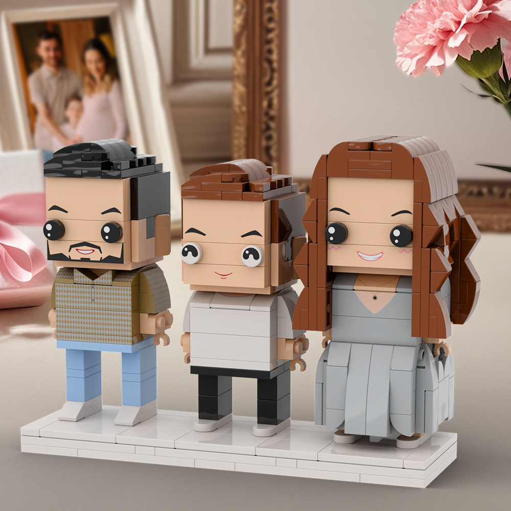 Figurines En Briques Personnalisables (corps Entier) Pour 3 Personnes, Cadeau Idéal Pour Une Famille De Trois Personnes. - soufeelfr