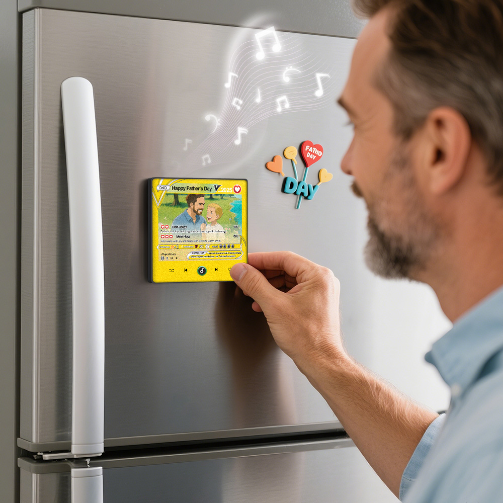 Aimant De Réfrigérateur Personnalisé Avec Photo Et Musique, Style Carte À Découper, Aimant De Chanson Personnalisé Fridgebeats, Cadeau De Fête Des Pères Pour Papa - soufeelfr