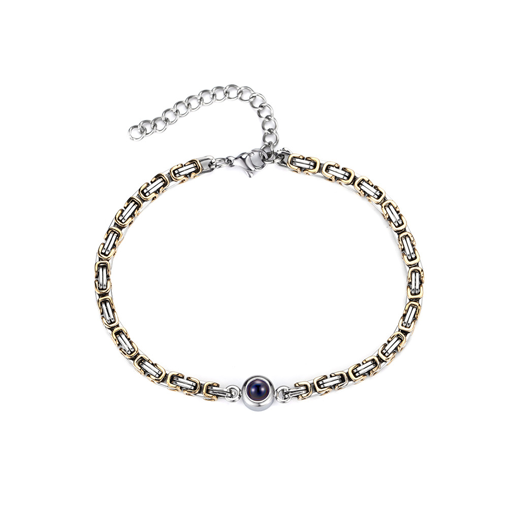 Bracelet Photo Personnalisé Pour Homme Avec Projection De Pierres Précieuses À L'intérieur Du Bracelet, Cadeau D'anniversaire Pour Mari - soufeelfr