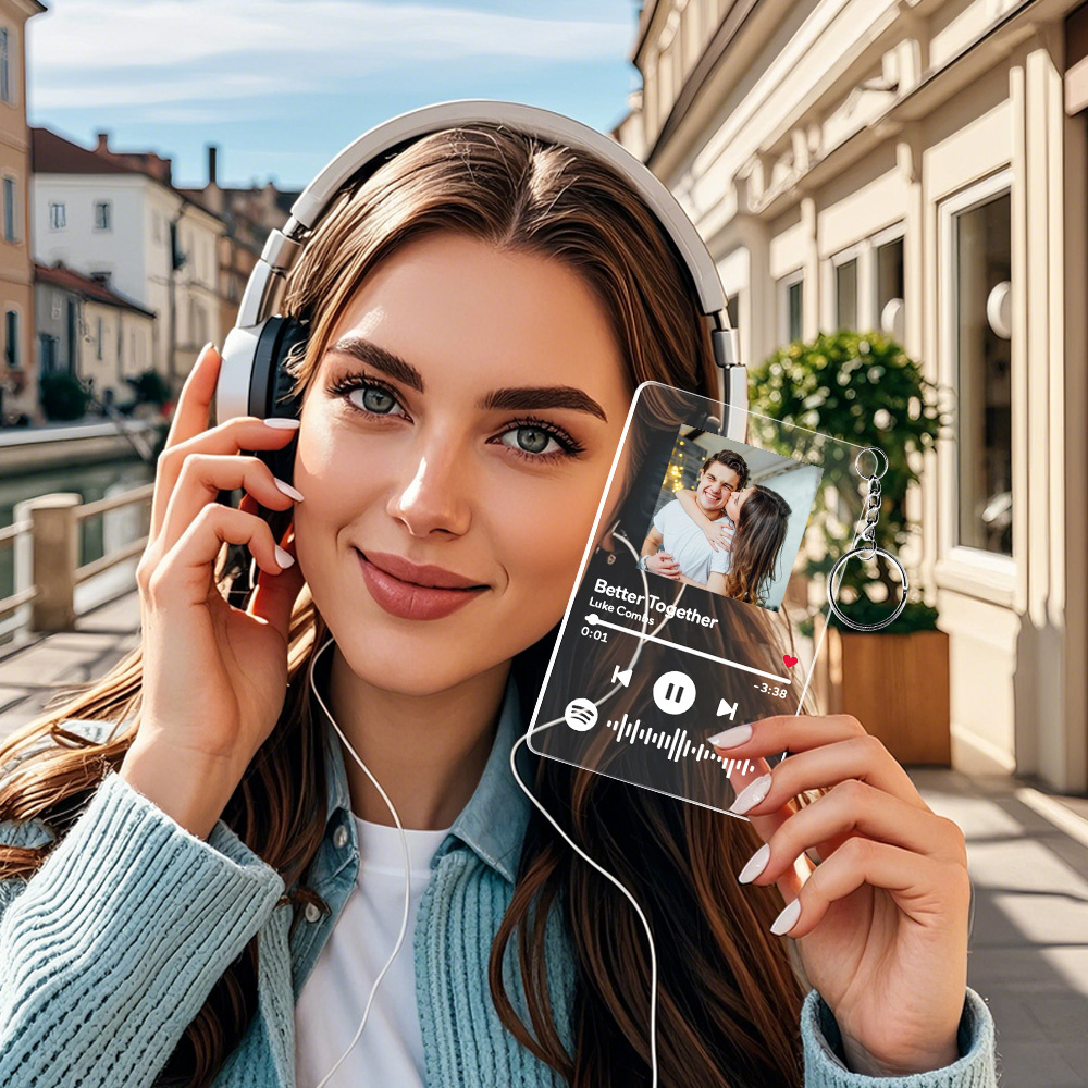 Scannable Spotify Code Plaque Porte-Clés Musique Et Photo Acrylique Cadeaux Pour Bff