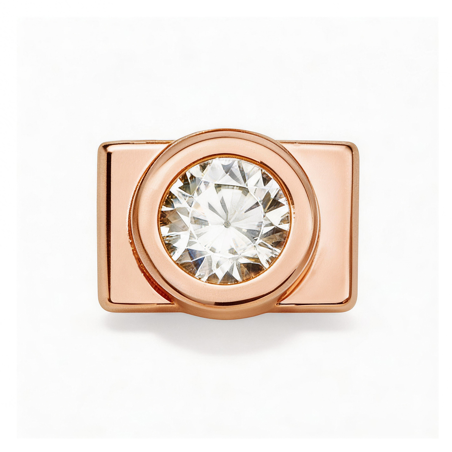 Breloque En Or Rose Avec Gros Diamant Rond - soufeelfr