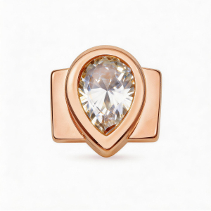 Breloque En Forme De Larme Avec Diamant - Or Rose