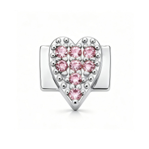 Breloque Cœur En Diamant - Argent