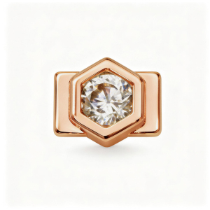 Breloque Pentagonale En Or Rose Avec Gros Diamant