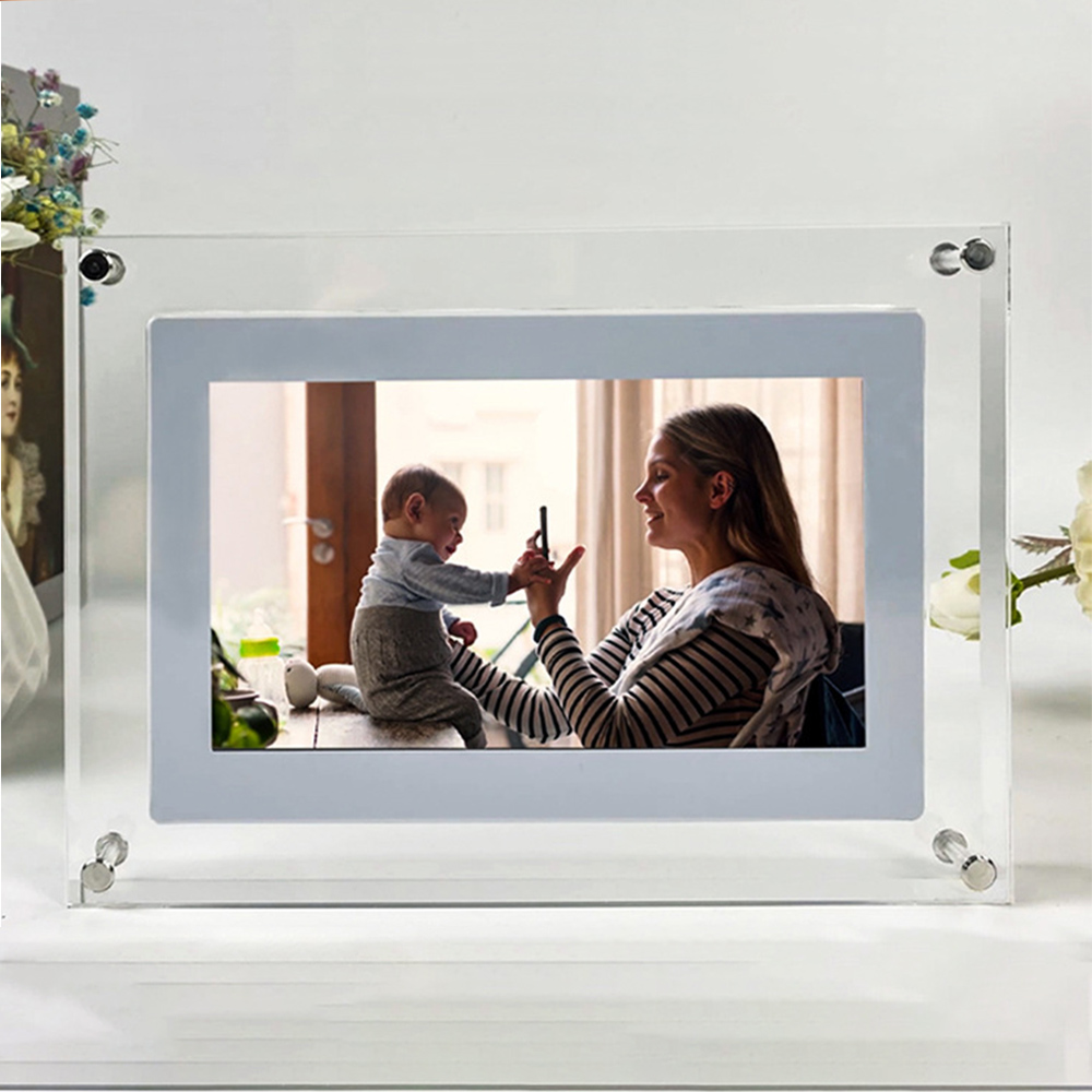 Cadre Photo Numérique En Acrylique Transparent, Lecteur Vidéo, Cadeau, Table De Bureau Pour La Maison, Album Photo Électronique Dynamique - soufeelfr