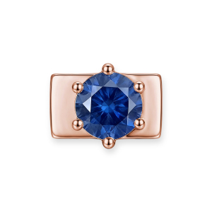 Breloque En Or Rose Avec Diamant Rond Bleu Foncé