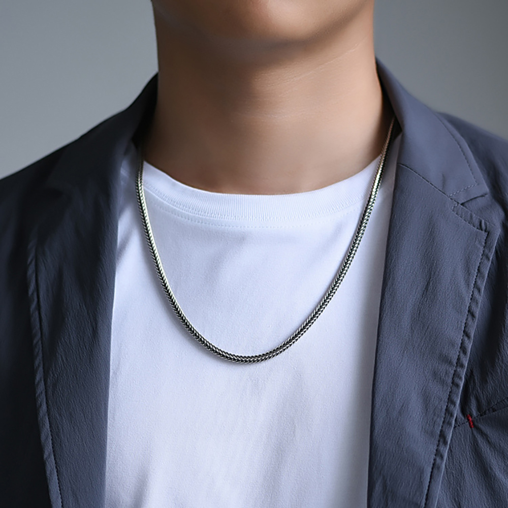 Collier Pour Hommes Chaîne Tissée Punk Chaîne Empilable Cadeau Pour Petit Ami - soufeelfr