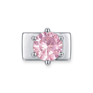 Breloque Diamant Rond Rose Clair - Argent