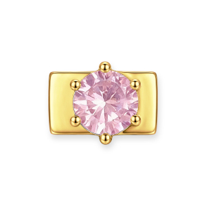 Breloque En Or Avec Diamant Rond Rose Clair