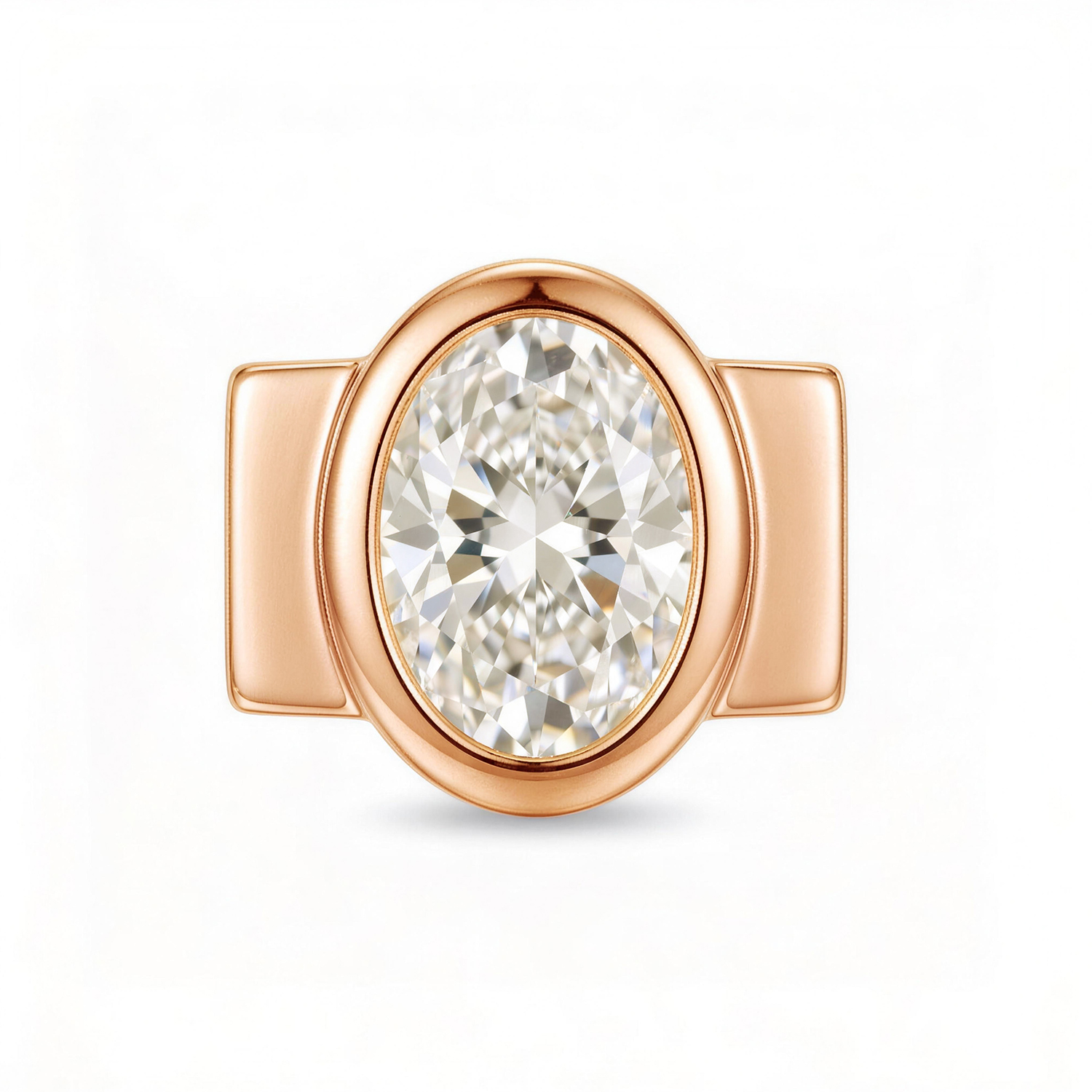 Breloque En Or Rose Avec Gros Diamant Ovale - soufeelfr