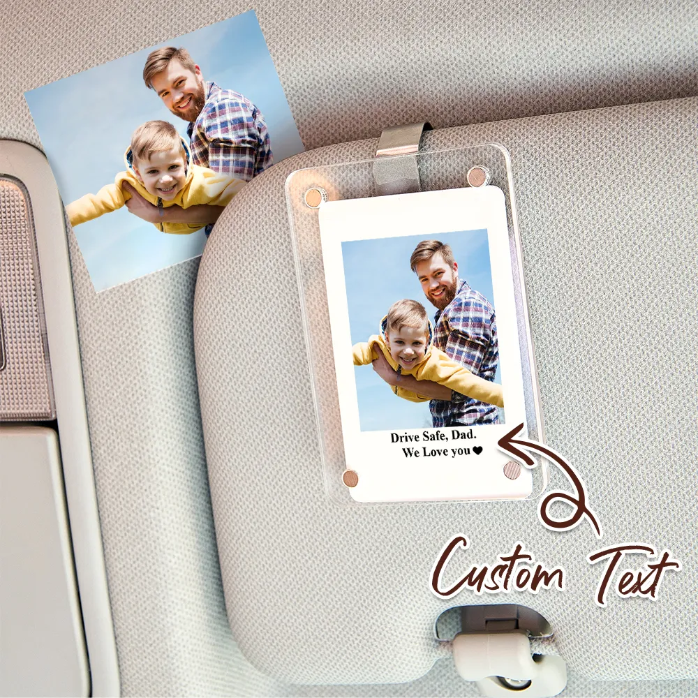 Clip de pare-soleil de voiture avec Photo, Clip de pare-soleil personnalisé, décoration de voiture, Photo Polaroid, cadeau de fête des pères pour papa - soufeelfr