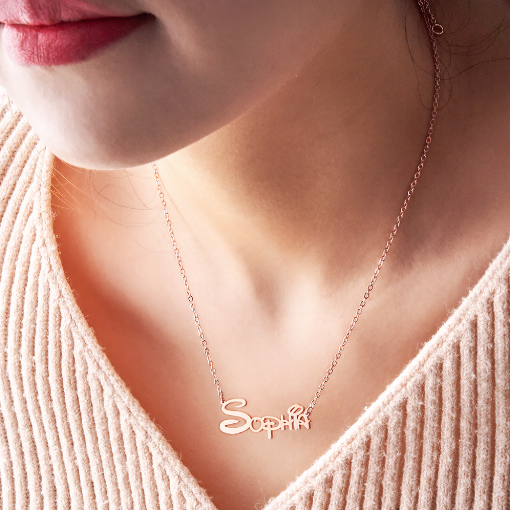 Collier Avec Nom Personnalisé, Colliers Avec Noms, Style Sidney, Meilleur Cadeau Avec Nom, Or Rose