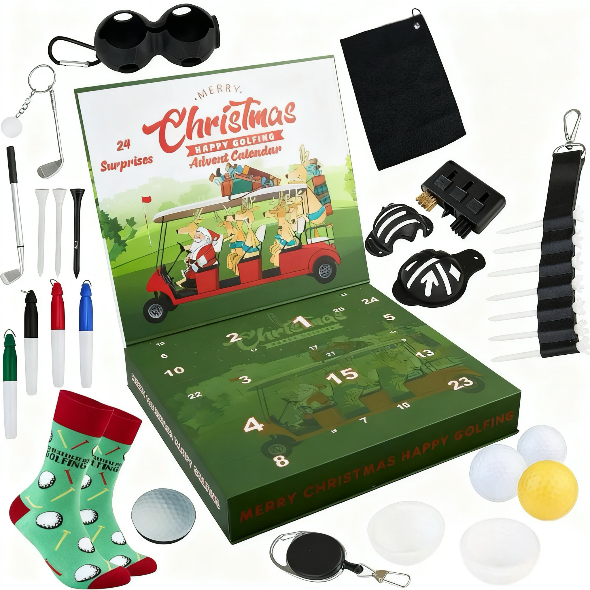 Calendrier De L'avent De Golf 2025 Pour Hommes Et Adolescents. Calendrier De Compte À Rebours De Noël Avec 24 Mini-chaussettes Surprises De Golf. Cadeaux Amusants Et Originaux Pour Hommes.