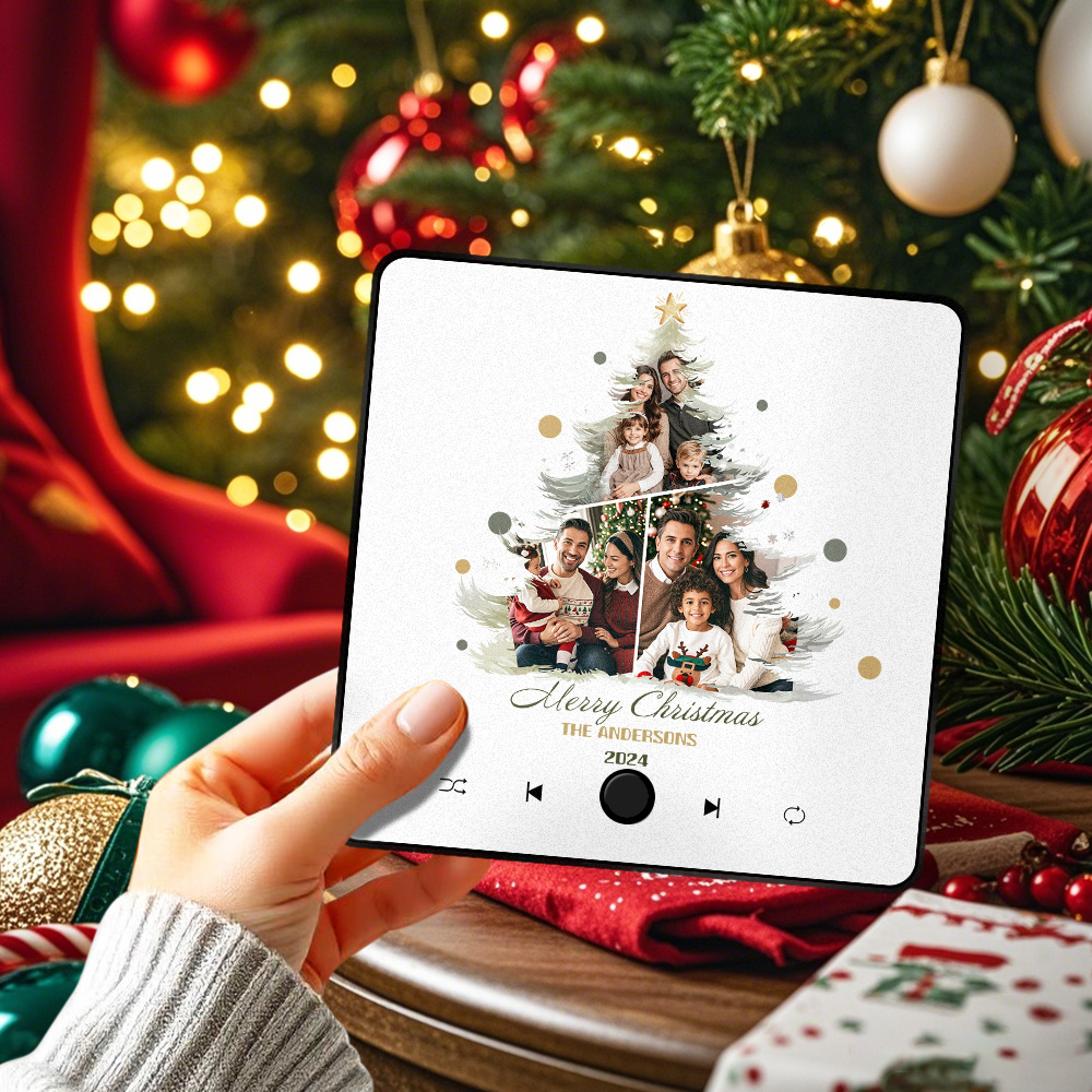Autocollant Photo Personnalisé Avec Aimant Pour Réfrigérateur, Autocollant Photo D'arbre De Noël Qui Joue De La Musique Sans Téléphone Portable, Cadeaux De Noël - soufeelfr