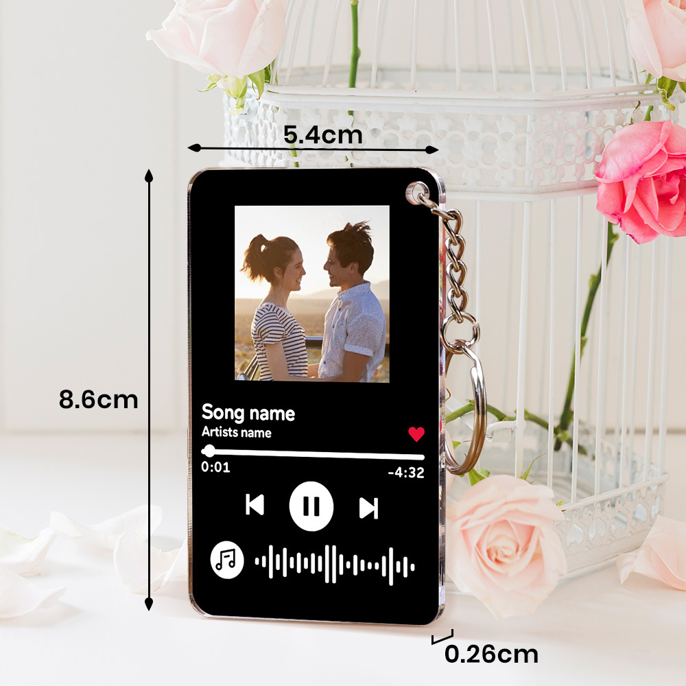 Porte-clés Spotify Personnalisé Porte-clés Scannable Personnalisé Cadeau De Couple Noir Et Blanc