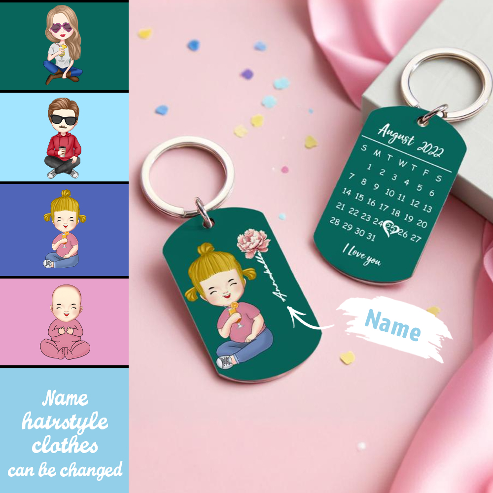 Porte-clés Personnalisé Avec Calendrier De Fleurs De Naissance, Dessin Animé Mignon, Cadeau D'anniversaire De Rentrée Scolaire Pour Enfants