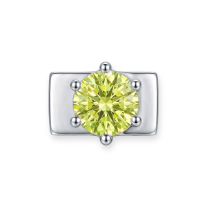 Charm Diamant Rond Jaune-vert - Argent