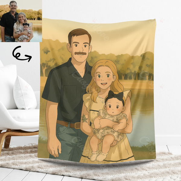 Couverture Personnalisée Style Gibli, Cadeau Pour La Fête Des Mères - soufeelfr