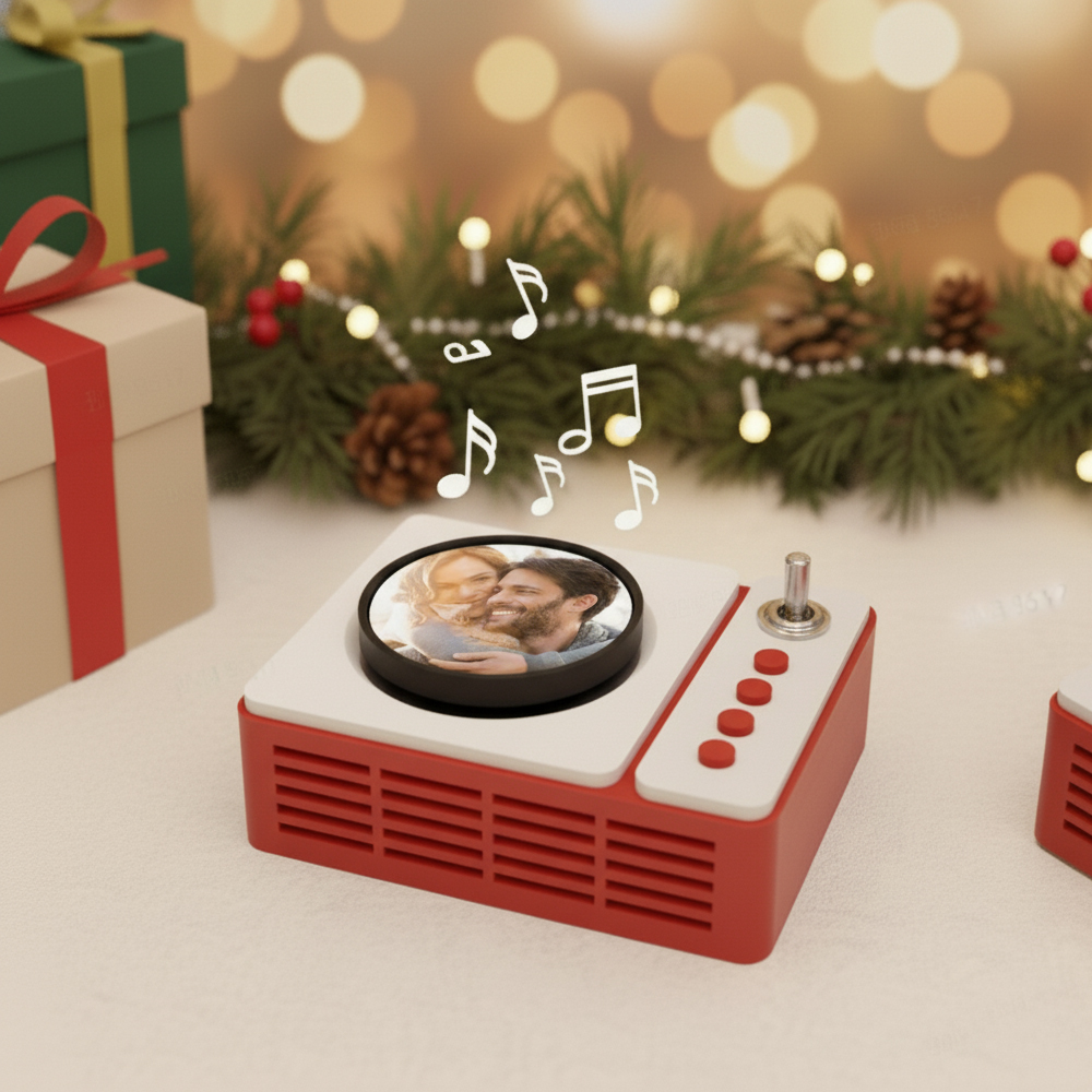 Mini Tourne-disque Personnalisé Avec Photo Et Chanson - Cadeau De Noël Musical Unique - soufeelfr