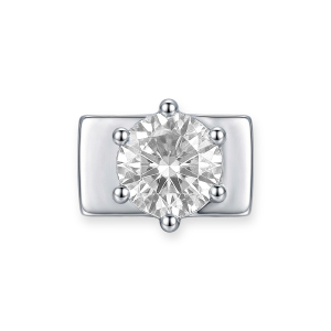 Breloque Diamant Rond Blanc Transparent - Argent