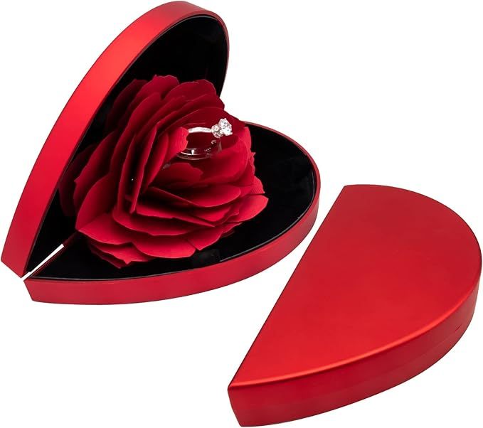 Coffret Pour Bague De Fiançailles, Boîte À Bagues, Boîte À Roses, Support De Rangement De Bijoux Surprise Pour Femme Comme Cadeau De Fiançailles, De Mariage, De Saint-valentin (boîte Uniquement, Bague Non Incluse) - soufeelfr