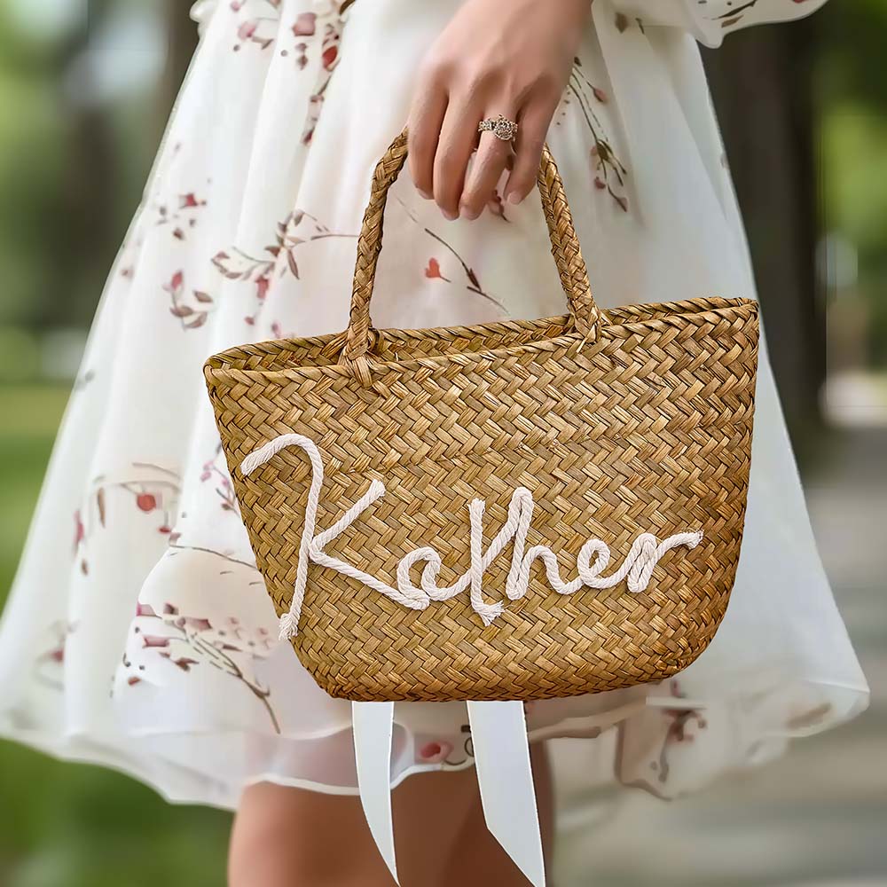 Sac Seau Bohème Personnalisé Fait À La Main Avec Nom, Cadeau De Voyage, De Plage, De Fête De Mariage Pour Femmes - soufeelfr