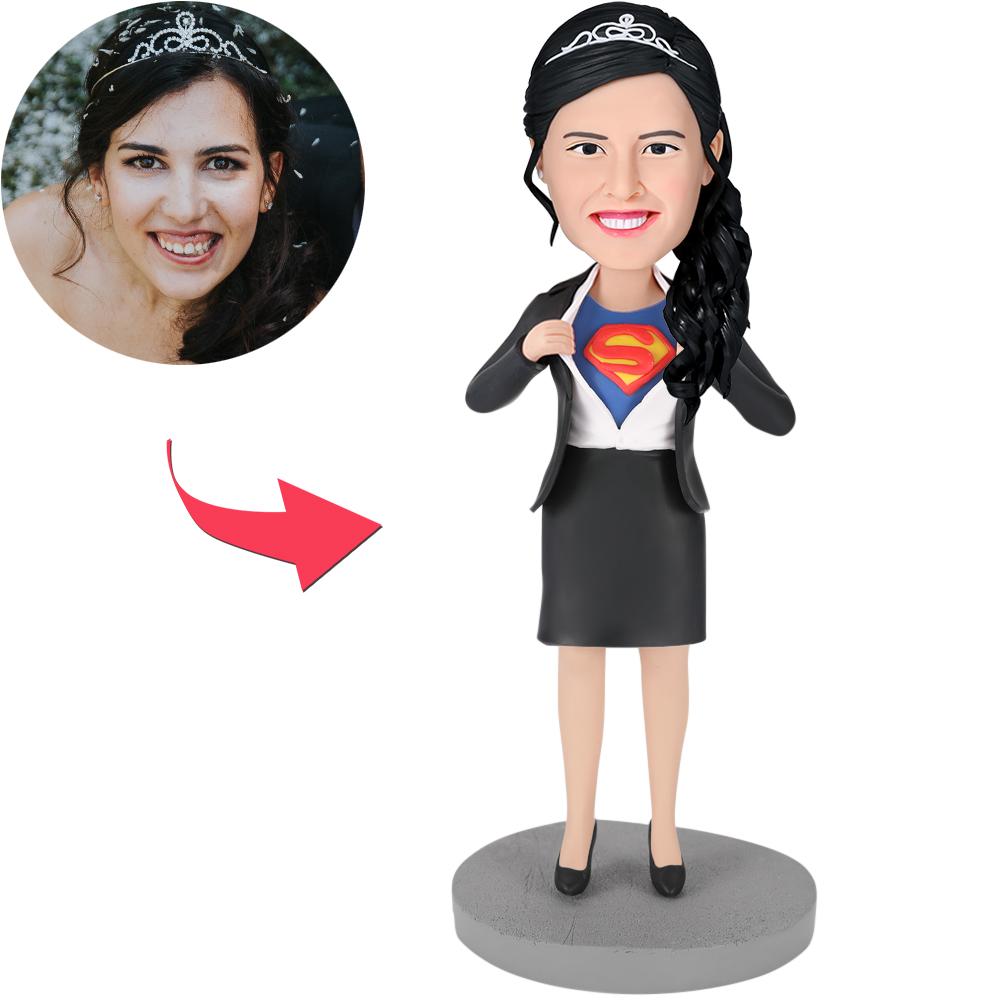 Office Superwoman - D Bobblehead Personnalisé Populaire Avec Texte Gravé - soufeelfr