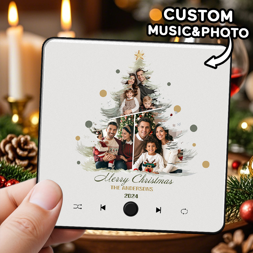 Autocollant Photo Personnalisé Avec Aimant Pour Réfrigérateur, Autocollant Photo D'arbre De Noël Qui Joue De La Musique Sans Téléphone Portable, Cadeaux De Noël - soufeelfr