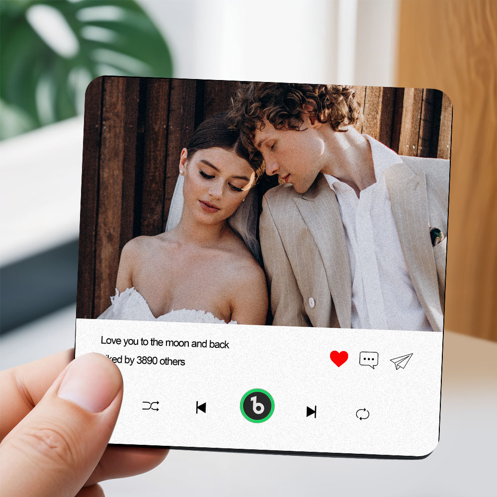 Aimant De Réfrigérateur Personnalisé Avec Photo Et Texte Musical, Avec Cadre Coloré, Autocollant Mural Musical, Mouvement Musical Pouvant Être Joué