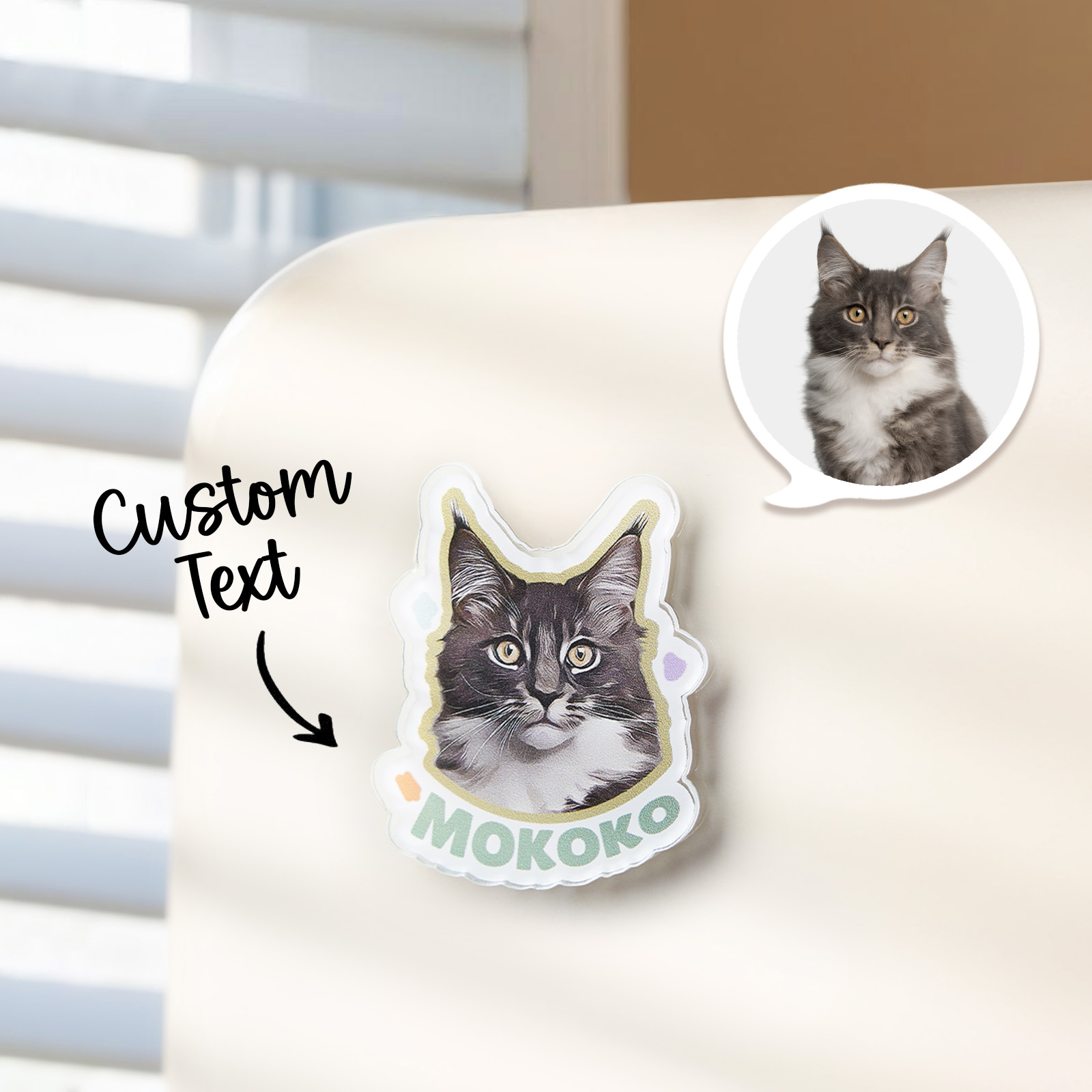 Aimants De Réfrigérateur En Acrylique Avec Photo D'animal De Compagnie Personnalisés Souvenir D'image Personnalisé