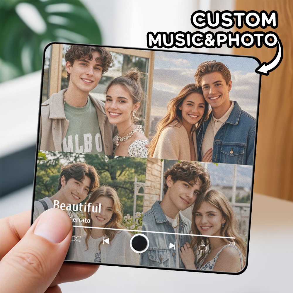 Aimant De Réfrigérateur Personnalisé Avec 4 Photos Musicales, Album Pro, Aimant De Réfrigérateur, Mur De Musique Pouvant Être Joué, Autocollant Photo, Musique