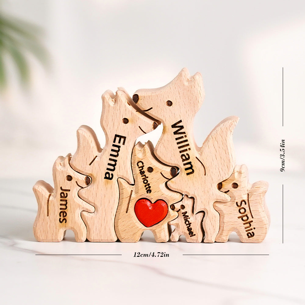 Puzzle Familial De Renard En Bois, Noms Personnalisés, Cadeaux De Pendaison De Crémaillère - soufeelfr