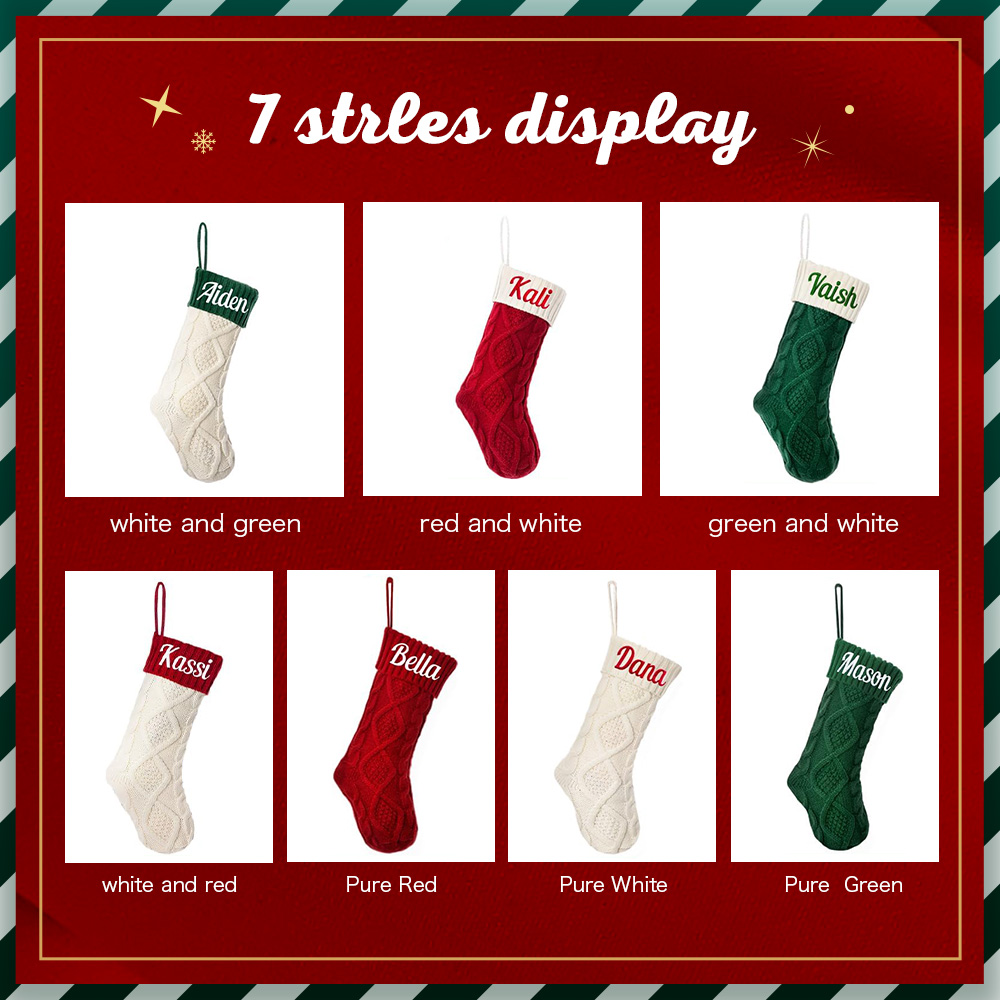 Bas De Noël Personnalisé Avec Nom Personnalisé, Chaussettes Décoratives Tricotées Pour Famille, Ornement Pour Enfants (1 Pièces) - soufeelfr