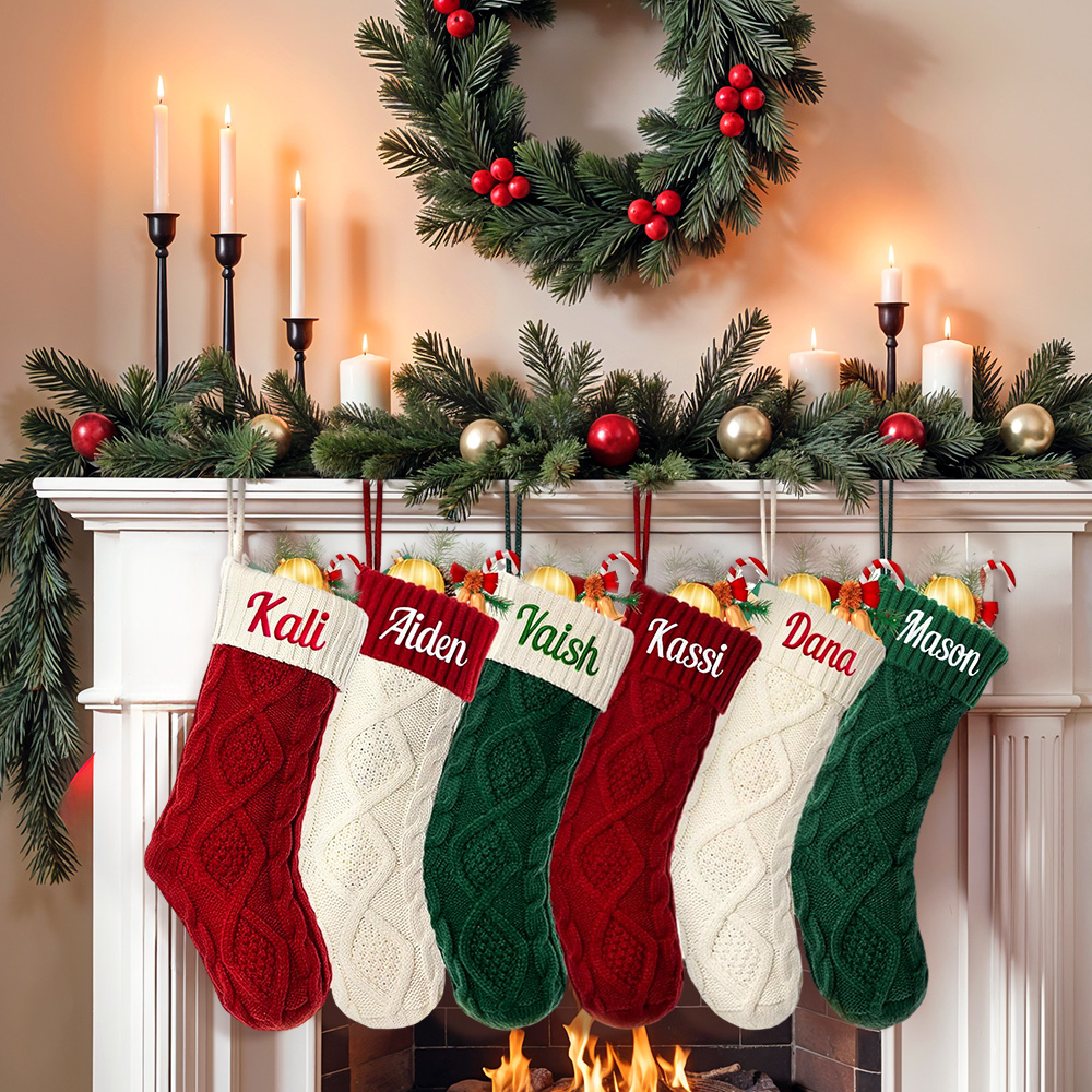 Bas De Noël Personnalisé Avec Nom Personnalisé, Chaussettes Décoratives Tricotées Pour Famille, Ornement Pour Enfants (1 Pièces) - soufeelfr