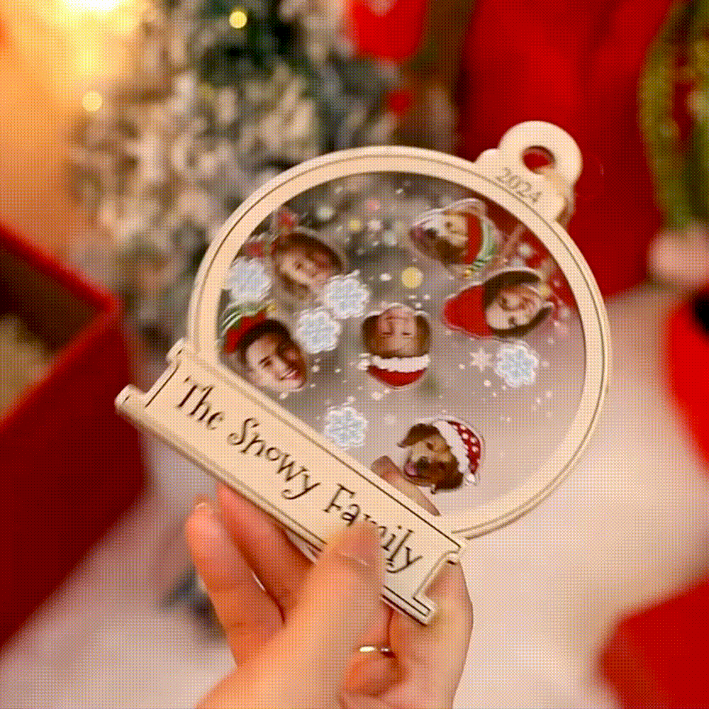 Cadeau De Noël Personnalisé D’ornement De Photo De Shaker Pour La Photo Mignonne De Visage De Famille De Famille