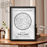 Carte Des Étoiles Personnalisée Pour Une Date Spécifique Impression Artistique Carte Des Étoiles Personnalisée Ciel Nocturne Constellation Cadeau D'anniversaire Pour Mariages, Petites Amies, Petits Amis