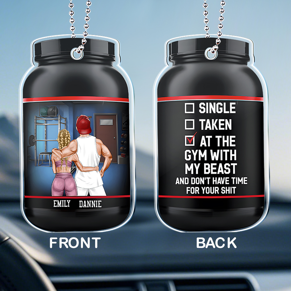 Ornement De Voiture Personnalisé Pour Couple De Sportifs - À La Salle De Sport Avec Ma Bête/ma Belle - soufeelfr