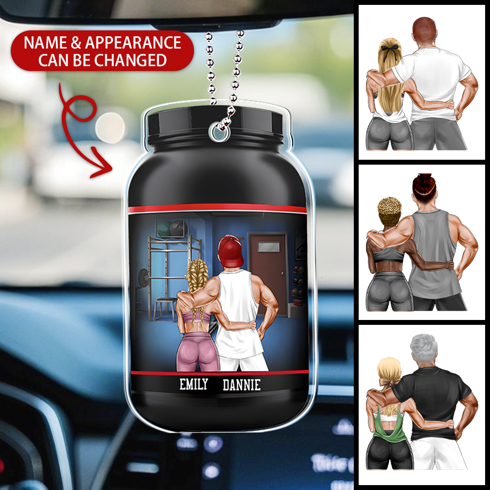 Ornement De Voiture Personnalisé Pour Couple De Sportifs - À La Salle De Sport Avec Ma Bête/ma Belle - soufeelfr