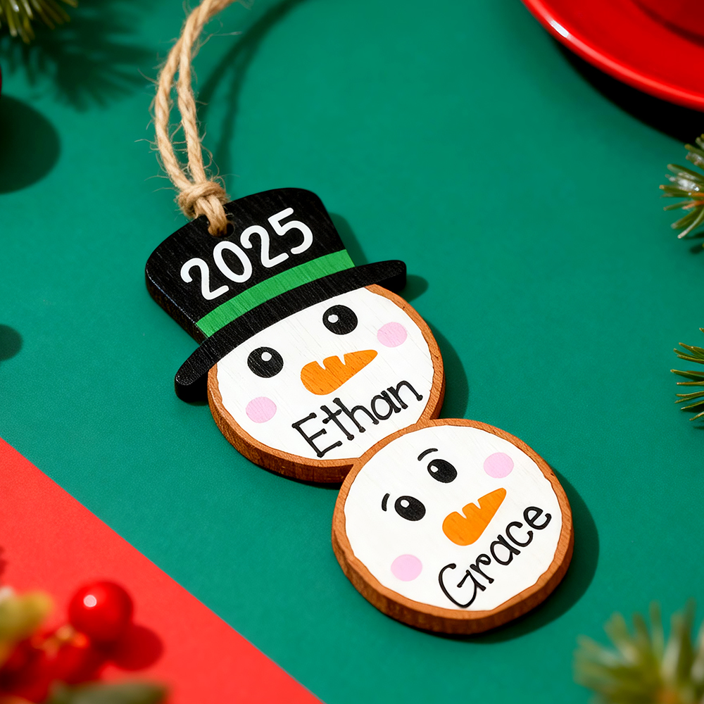 Décoration De Noël Bonhomme De Neige Personnalisée Avec Nom 2025 - Idées Cadeaux Amusantes Pour Toute La Famille - soufeelfr