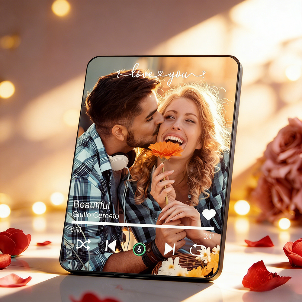 Plaques De Photos De Musique Personnalisées, Plaque De Musique Personnalisée, Peut Jouer Des Chansons, Cadeau Pour Amoureux - soufeelfr