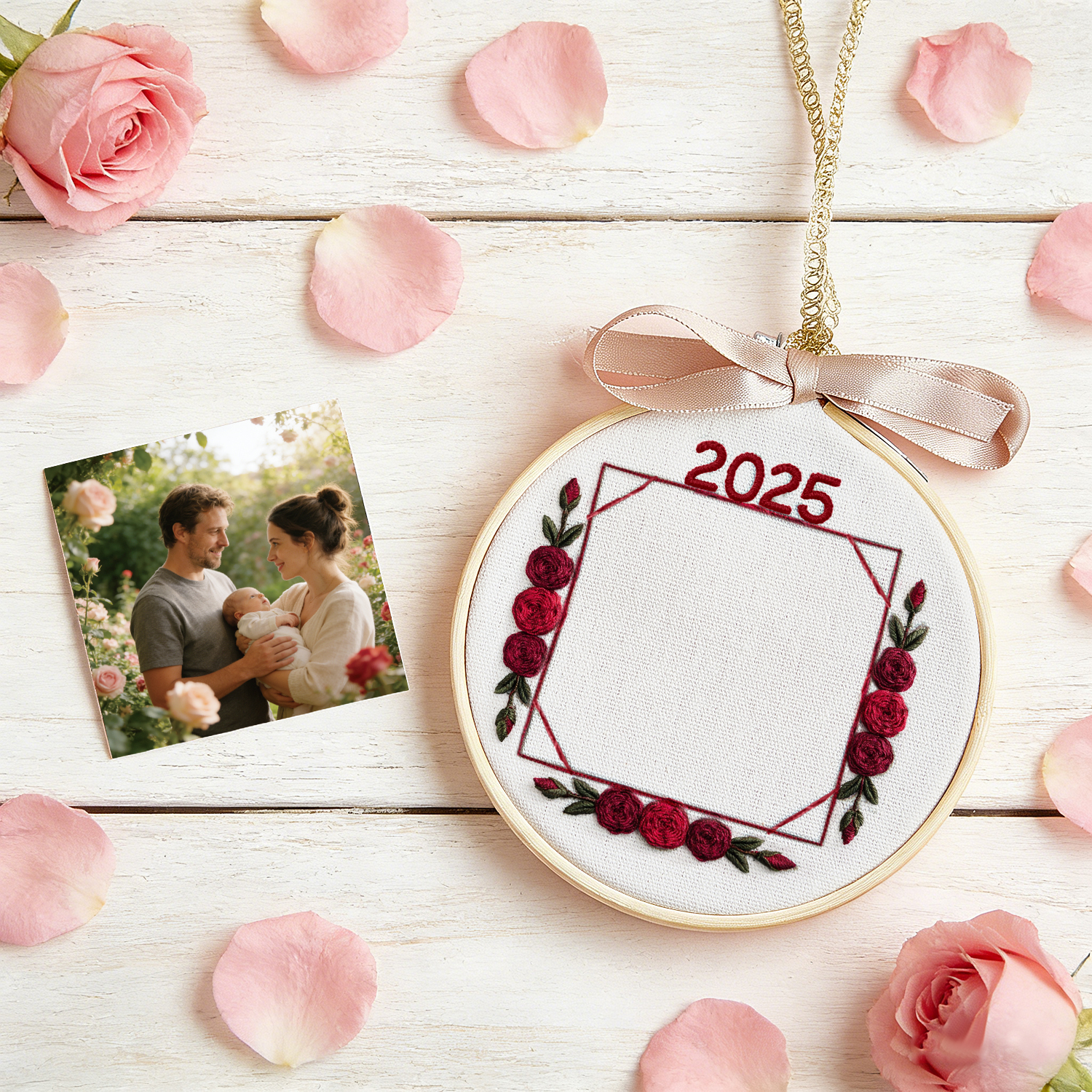 Kit De Broderie Photo À Faire Soi-même, Cadre De Noël À Broder Soi-même, Cadeau Souvenir Personnalisé Avec Photo Et Texte - soufeelfr
