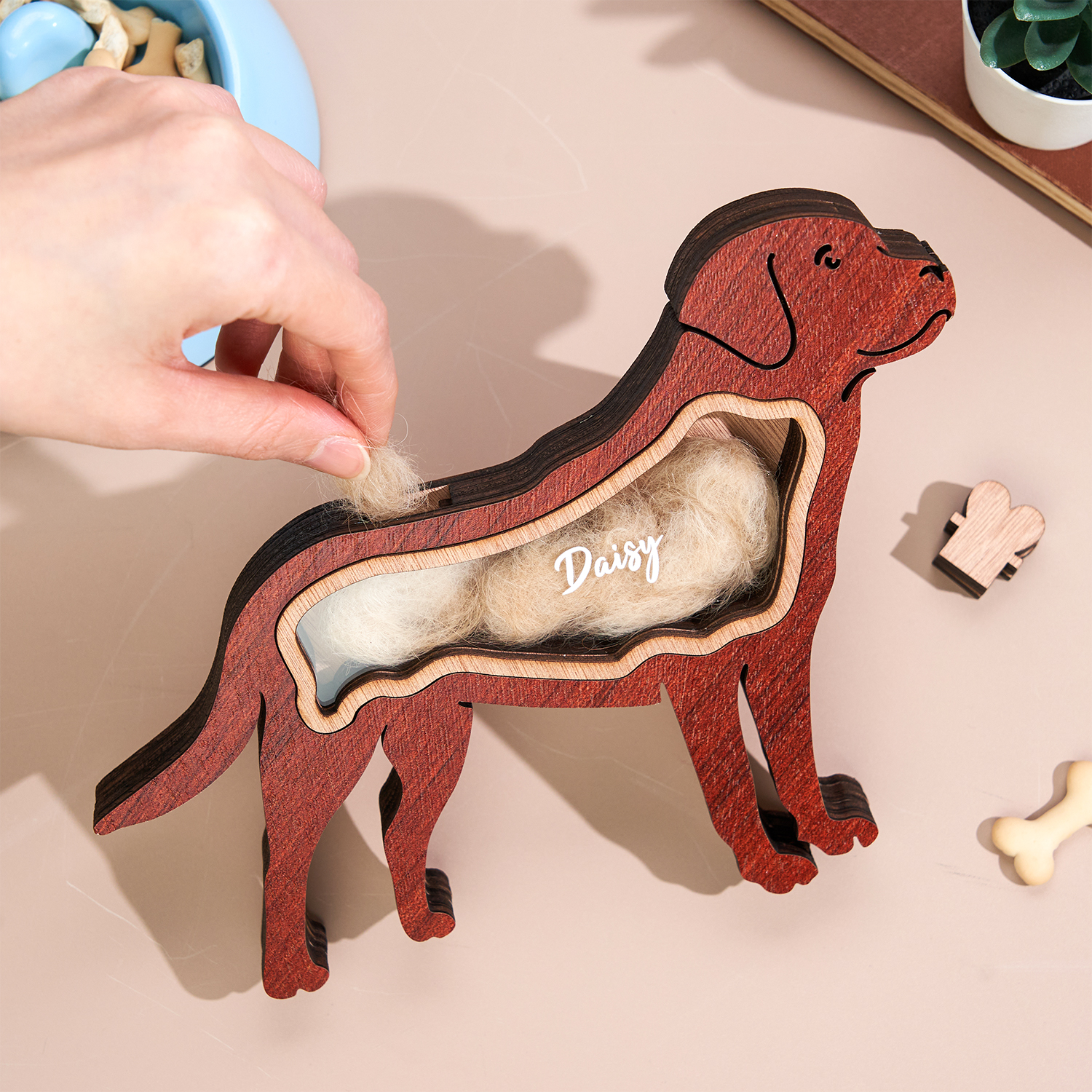 Ornement En Bois Personnalisé Avec Nom, Collection De Poils D'animaux, Décoration Intérieure, Souvenir Pour Animaux, Cadeau Pour Les Amoureux Des Animaux - soufeelfr